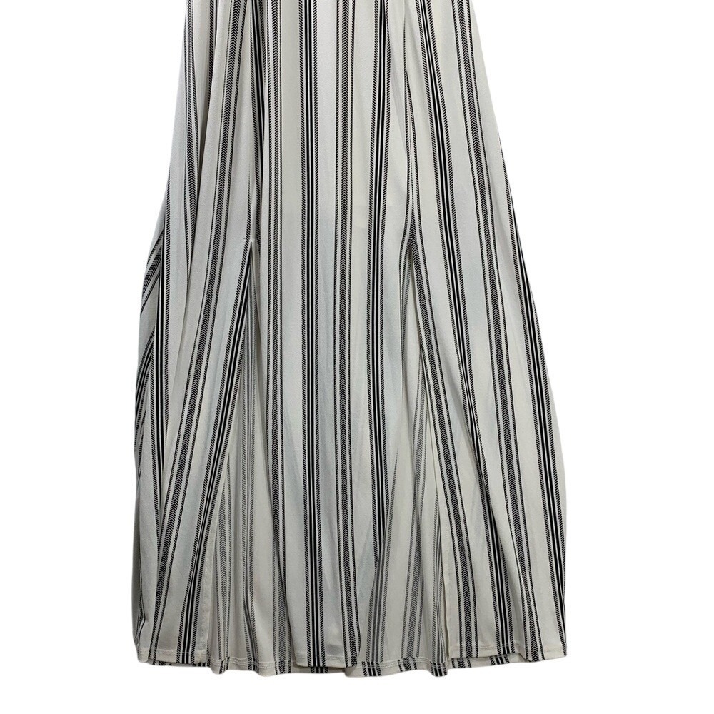 Candies Maxi Dress Womens XL White Black Striped Halter Keyhole Front Slits - Picture 3 of 8